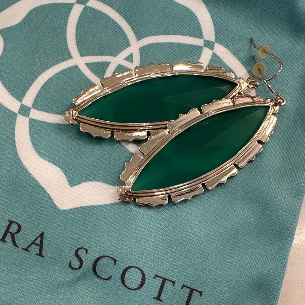 Kendra Scott VINTAGE Teal Marquise Drop Earrings in Gold-Tone